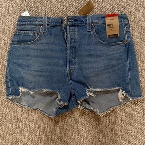 Levi's 501 Cutoff Distressed Denim Shorts - Blue